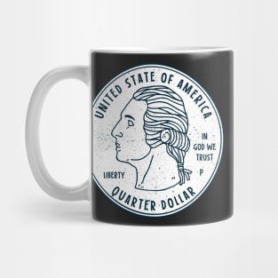 USA Quarter Dollar 25 Cents Coin Collector Gift Mug